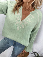 Paisley Notched Balloon Sleeve Blouse (19)
