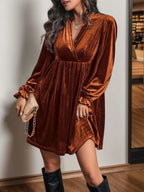 Ruched Surplice Long Sleeve Mini Dress (12)