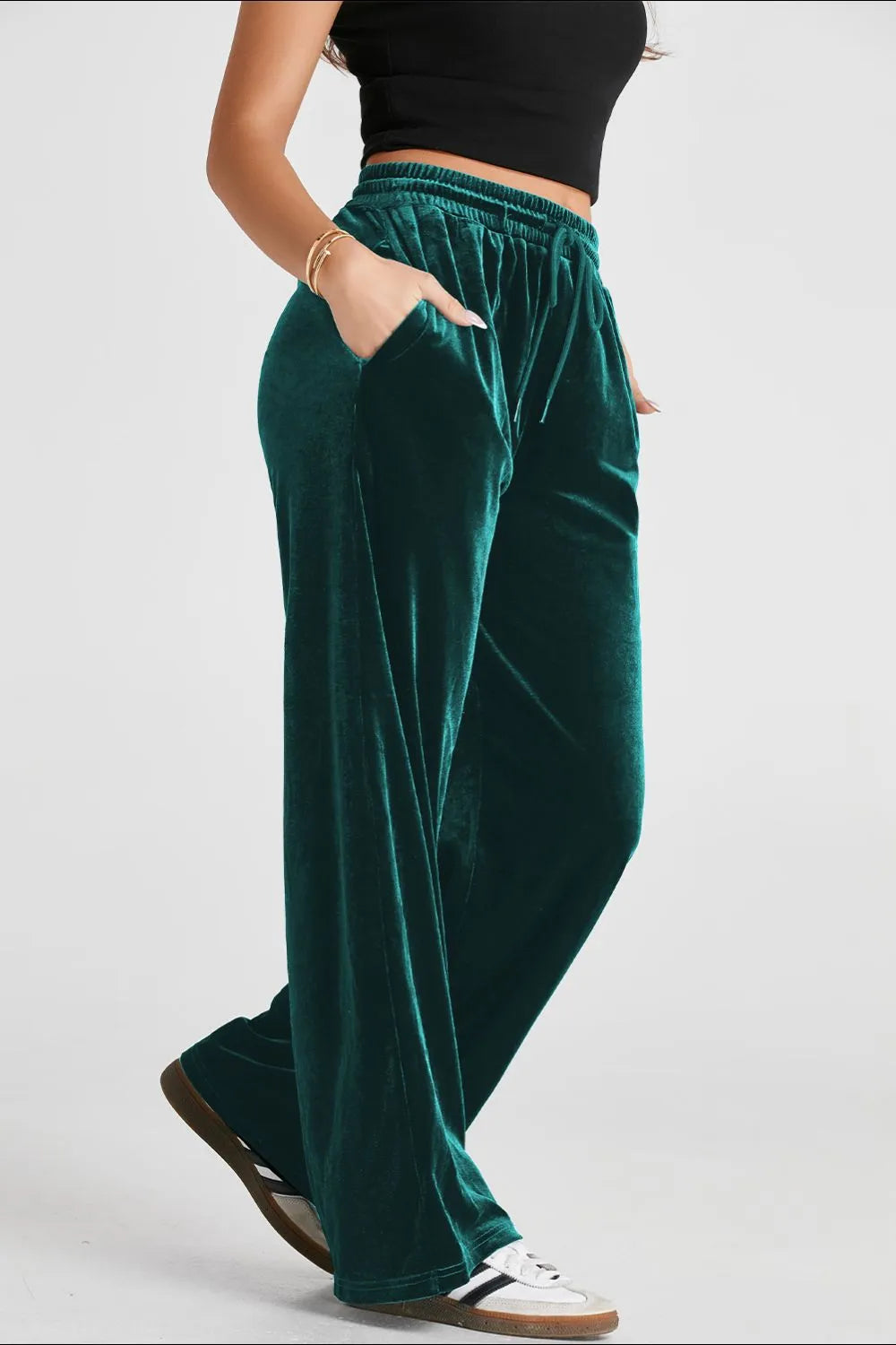 Drawstring Waist Wide Leg Active Pants (6)