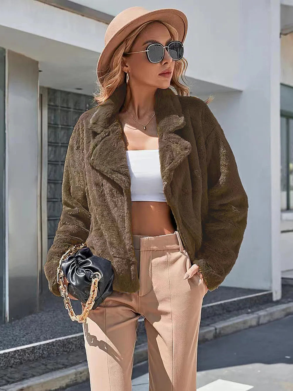 Plush Open Front Dropped Shoulder Jacket (14)