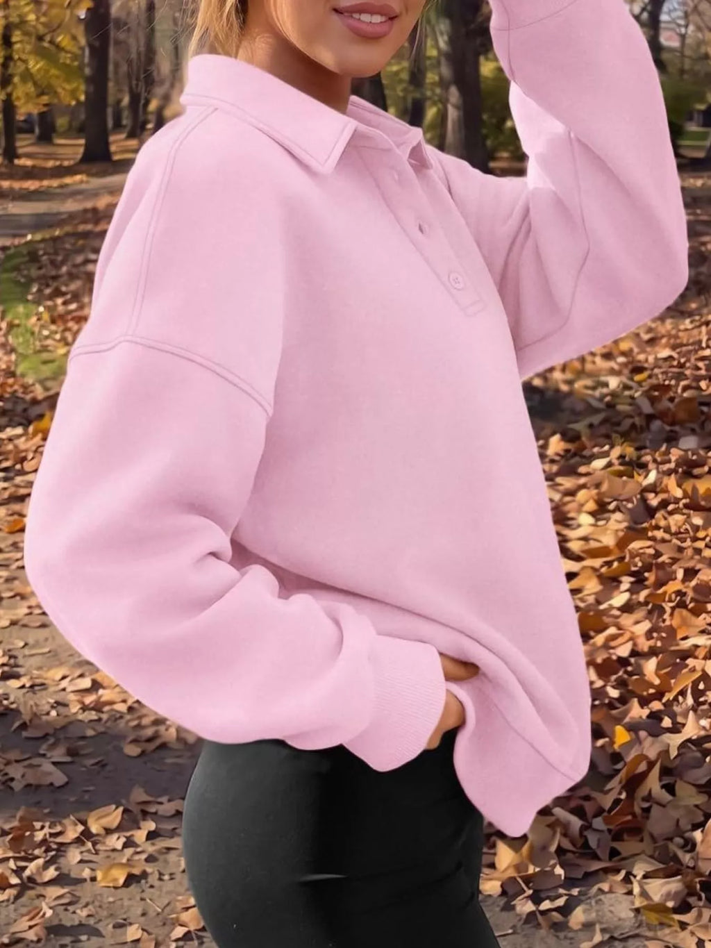Button Detail Dropped Shoulder Sweatshirt (13)