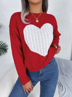 Cable Knit Heart Round Neck Sweater (13)