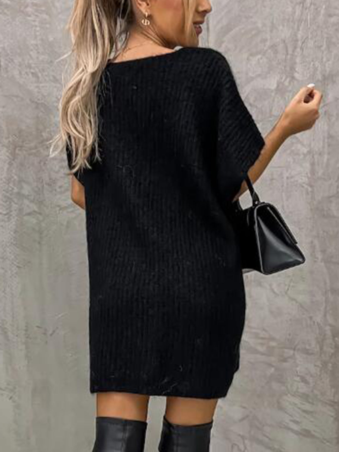 Short Sleeve Sweater Dress Pockets (6)