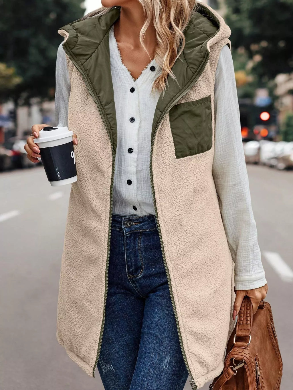 Full Size Hooded Sherpa-lined Puffer Vest Coat Plus (16)