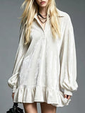 Full Size Velvet Ruffled Hem Long Sleeve Dress Plus
