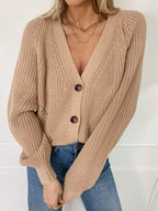 Full Size Chunky Knit Button-down Cardigan Plus