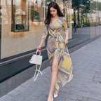 Blocked Gray Yellow Maxi Dress photo 2