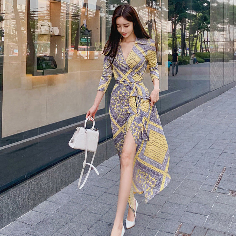 Blocked Gray Yellow Maxi Dress photo 2