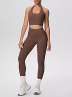 Halter Neck Crop Top High-waisted Leggings Active Set