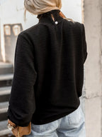 Smocked Frill Mock Neck Long Sleeve Blouse (7)