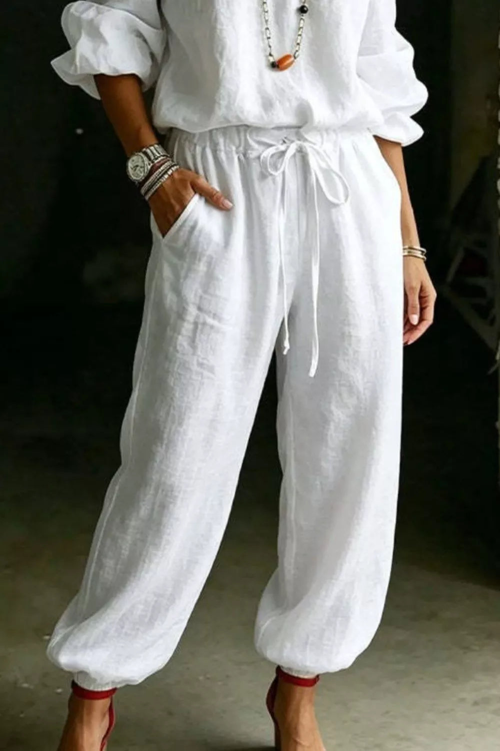 Full Size Off-shoulder Top Pants Set Plus (3)