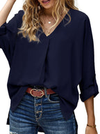 Elegant V-neck Long Sleeve Blouse (6)