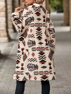 Geometric Pocketed Dropped Shoulder Coat (4)