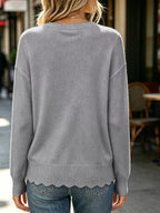 Full Size Scalloped Trim Crew Neck Sweater Plus (8)