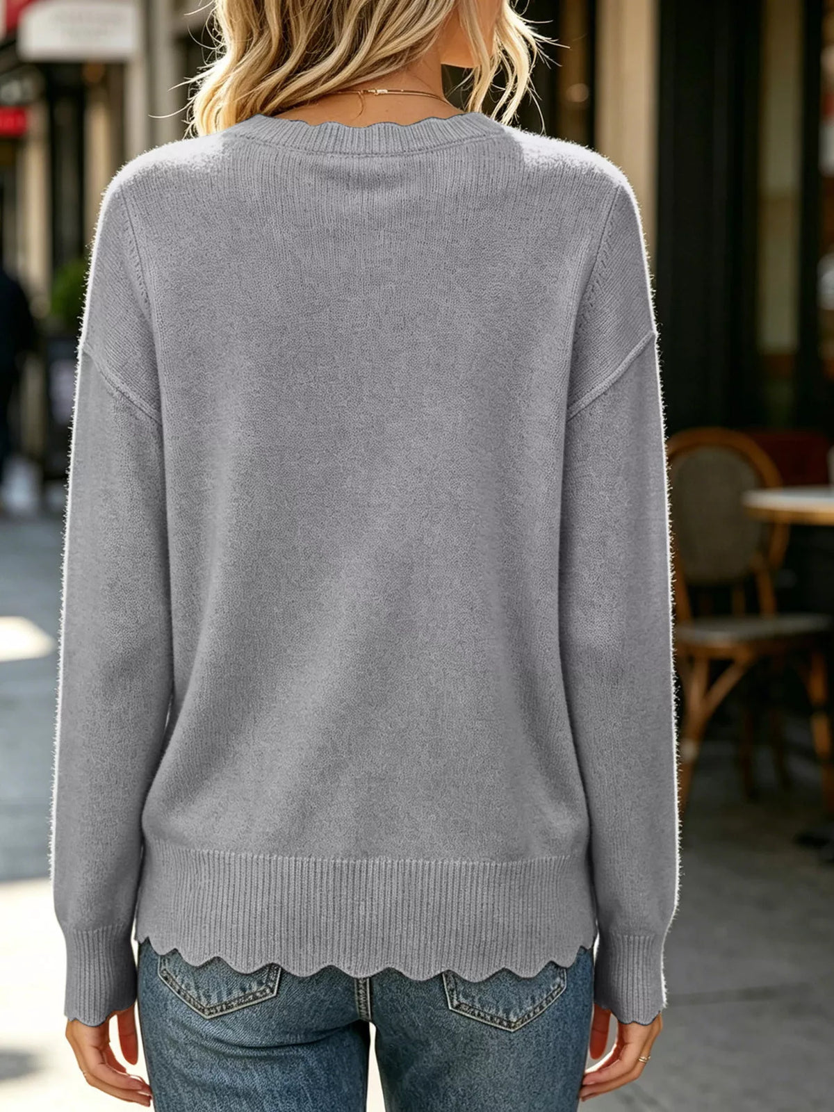 Full Size Scalloped Trim Crew Neck Sweater Plus (8)