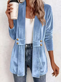 Elegant Velvet Open-front Outerwear