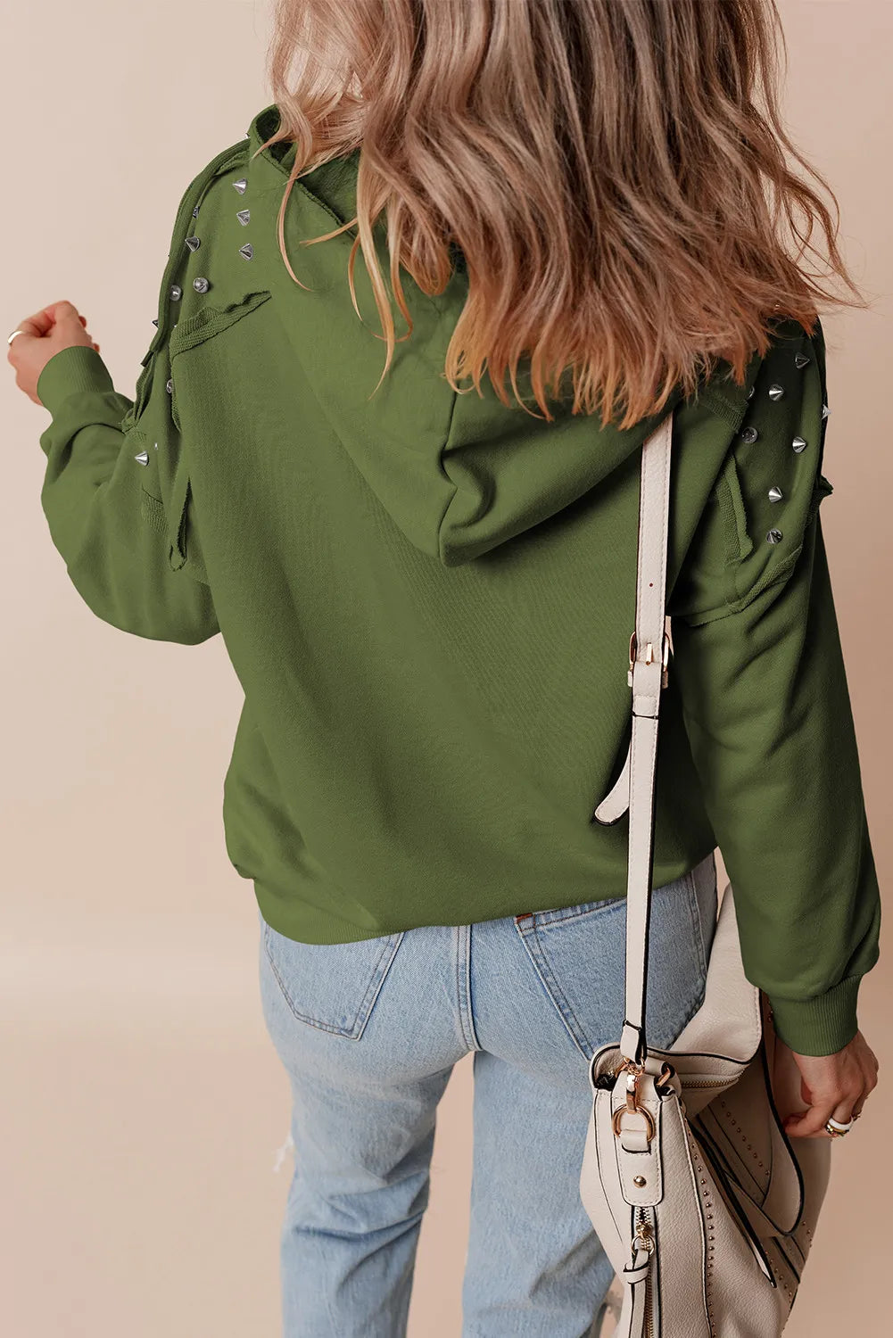 Rivet Drawstring Long Sleeve Hoodie (4)