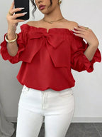 Bow Flounce Sleeve Blouse (5)