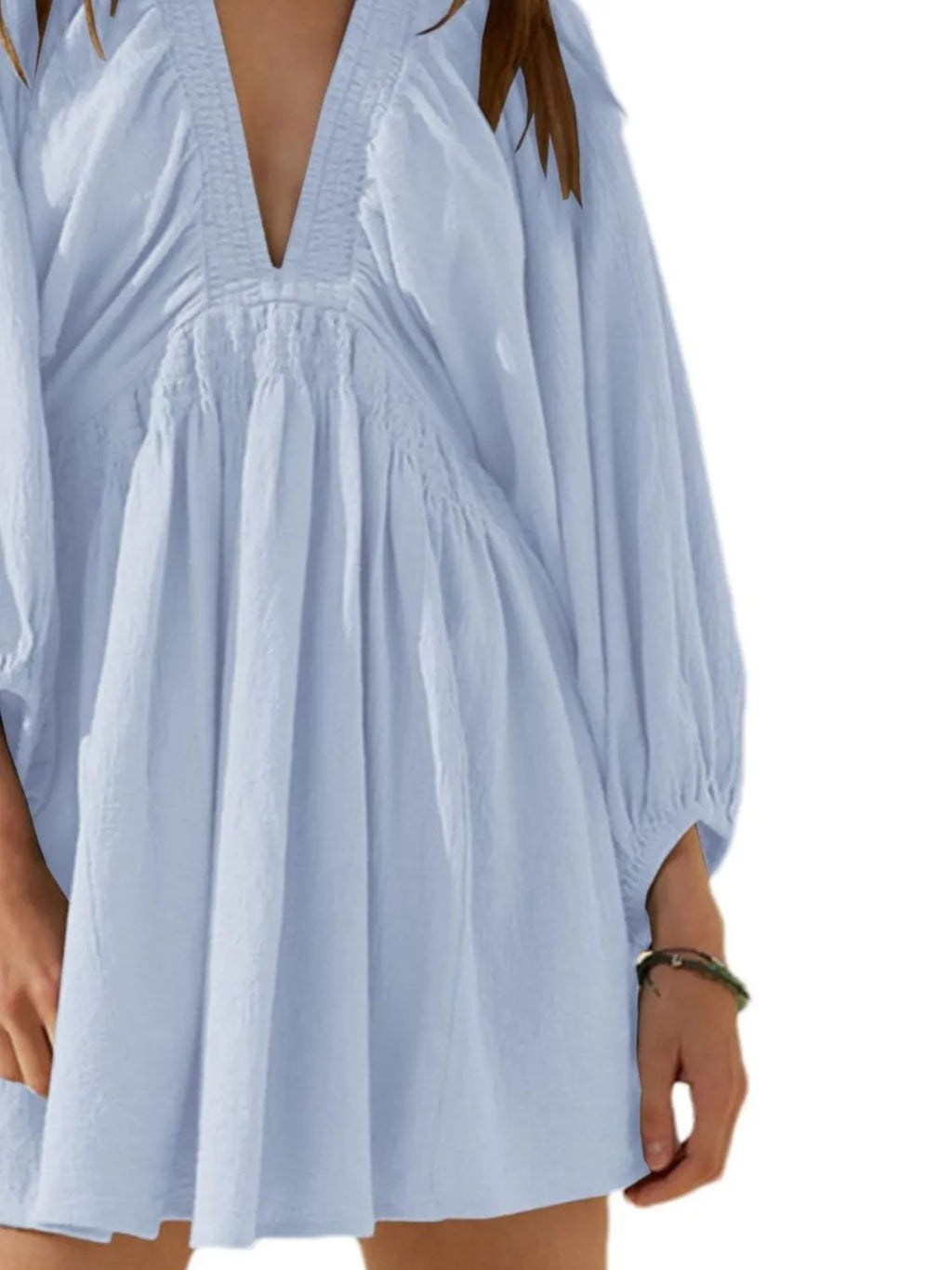Textured V-neck Mini Dress (12)