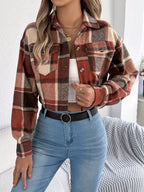 Plaid Button Up Cropped Jacket (6)