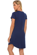 Graphic Round Neck Short Sleeve Lounge Dress (16)