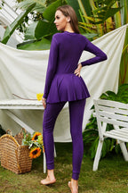 Mock Neck Long Sleeve One-piece Swimwear (12)