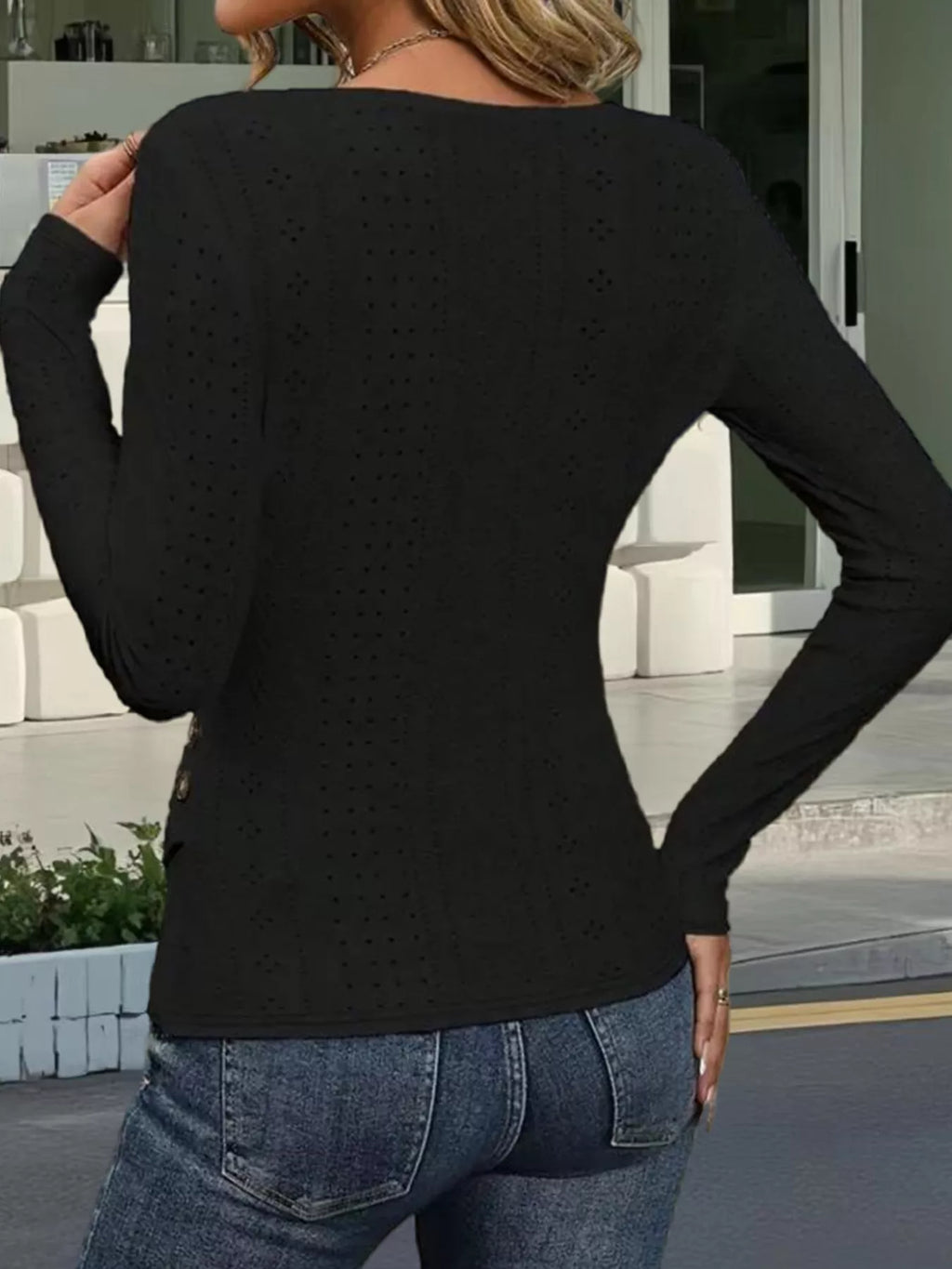 Eyelet Surplice Long Sleeve Top (9)