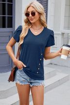 V-neck Short Sleeve T-shirt (24)