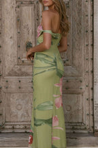 Floral Print One-shoulder Ruched Maxi Dress (18)