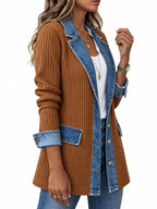 Full Size Denim Trim Ribbed Knit Cardigan Plus (9)