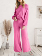 Long Sleeve Lounge Top Drawstring Pants Set