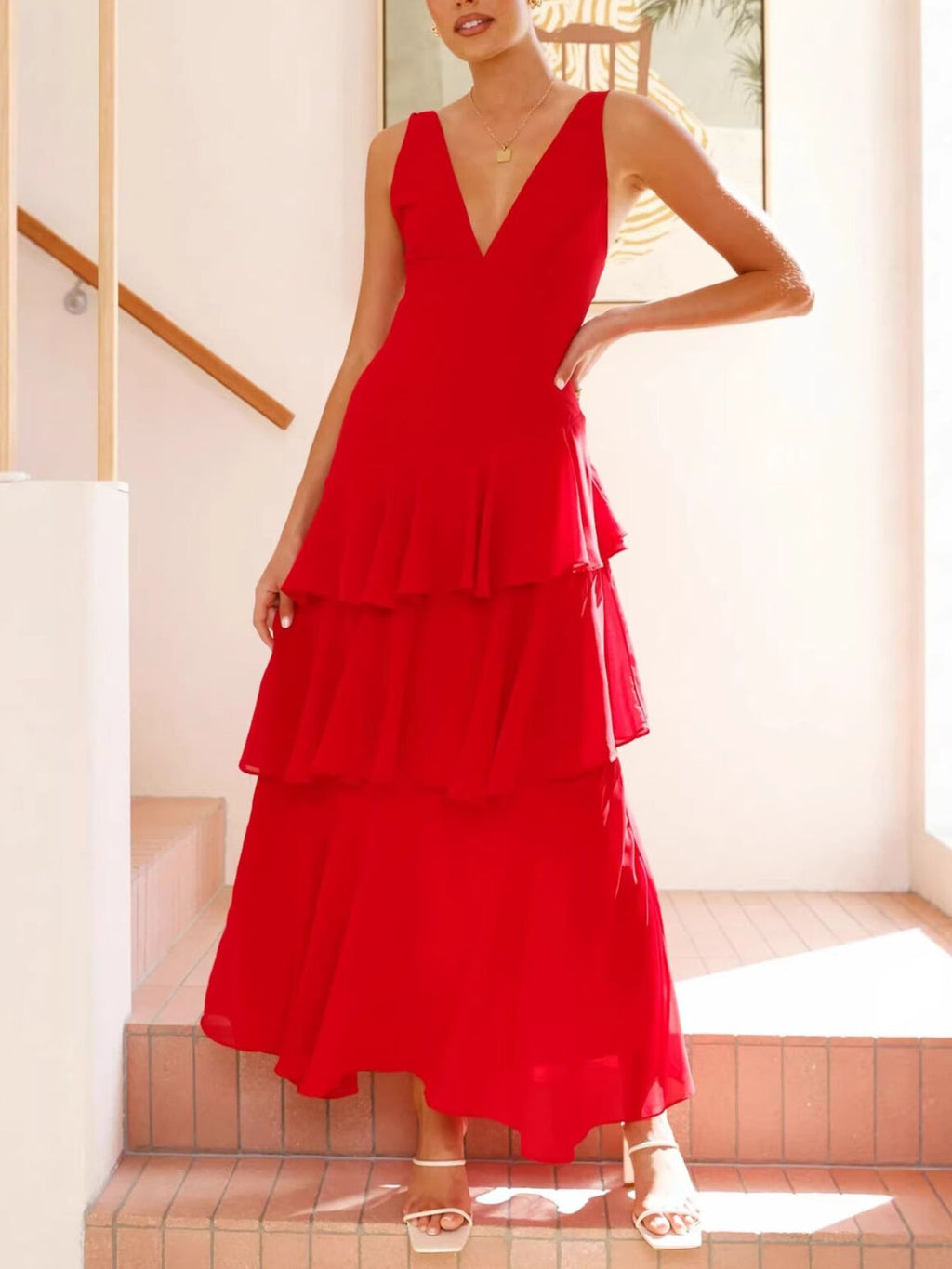 Sleeveless Ruffled Layered Backless Maxi Dress (32)