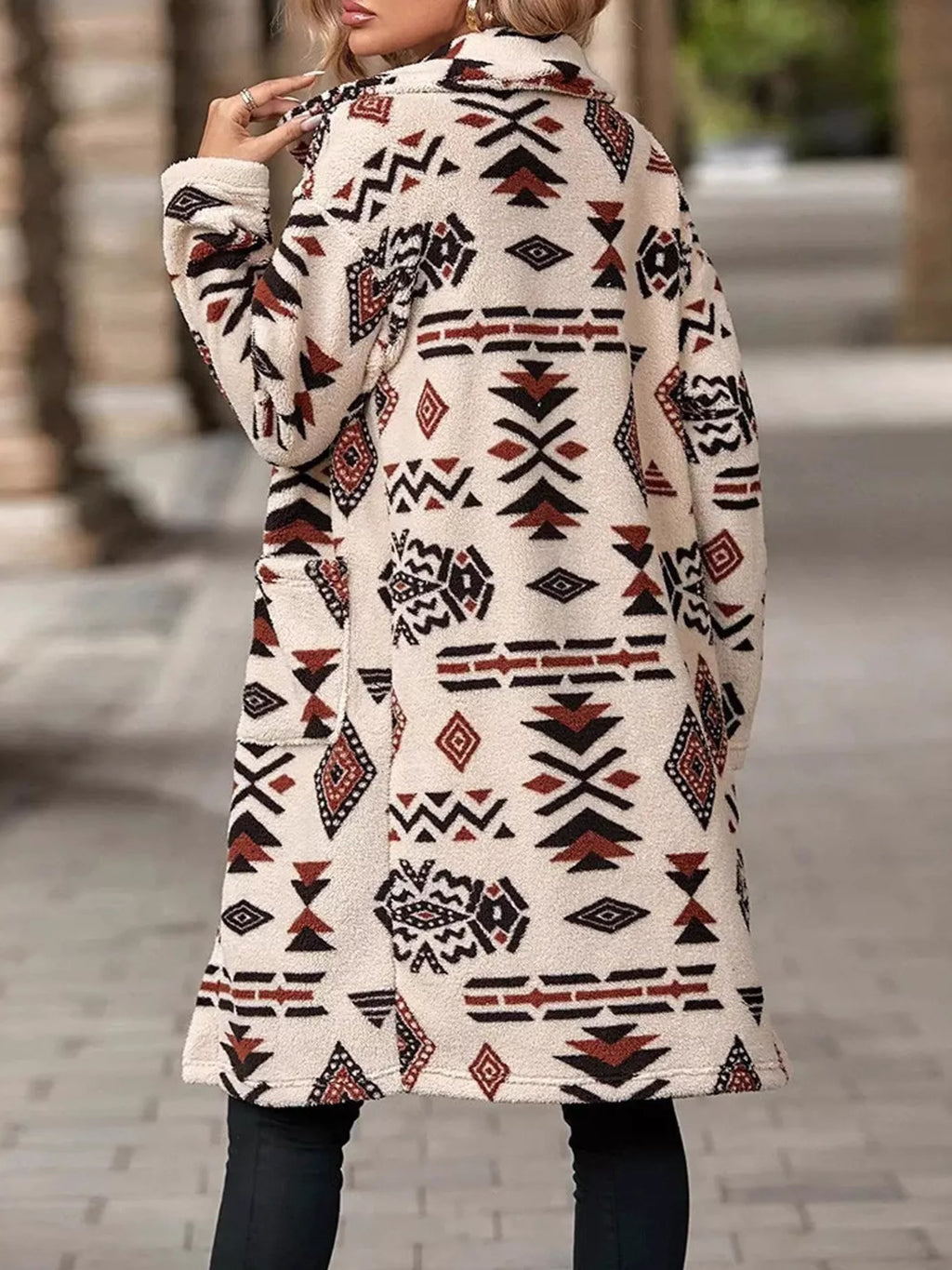 Geometric Button Up Longline Coat (3)