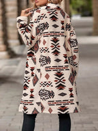 Geometric Button Up Longline Coat (3)