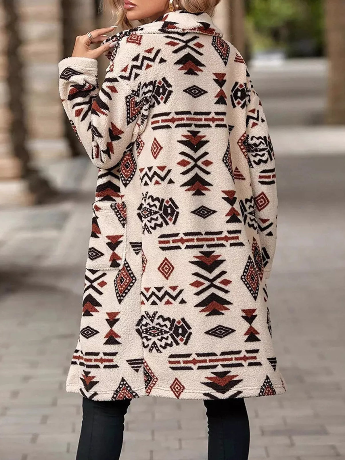 Geometric Button Up Longline Coat (3)