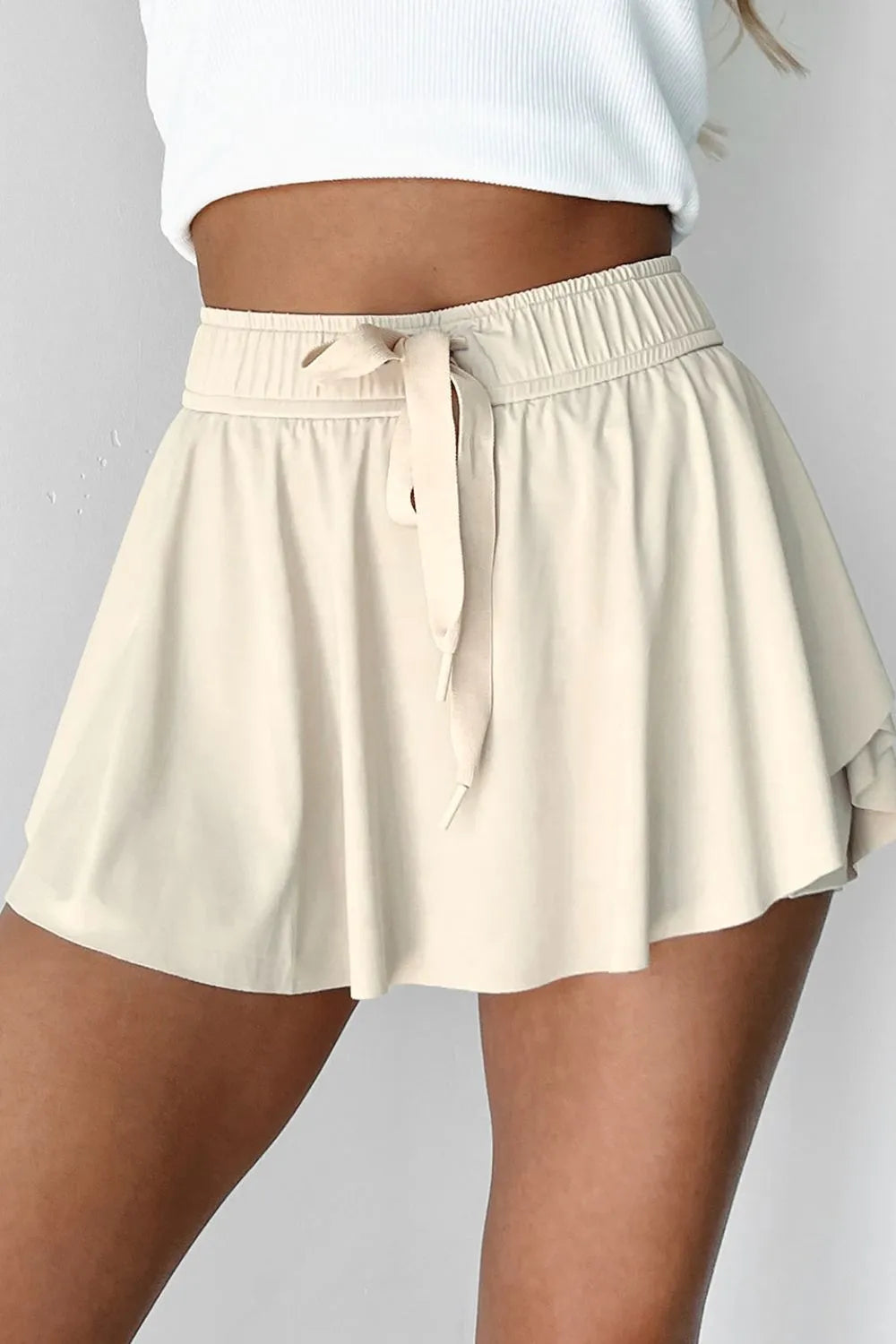 Drawstring High Waist Lined Active Skorts (3)