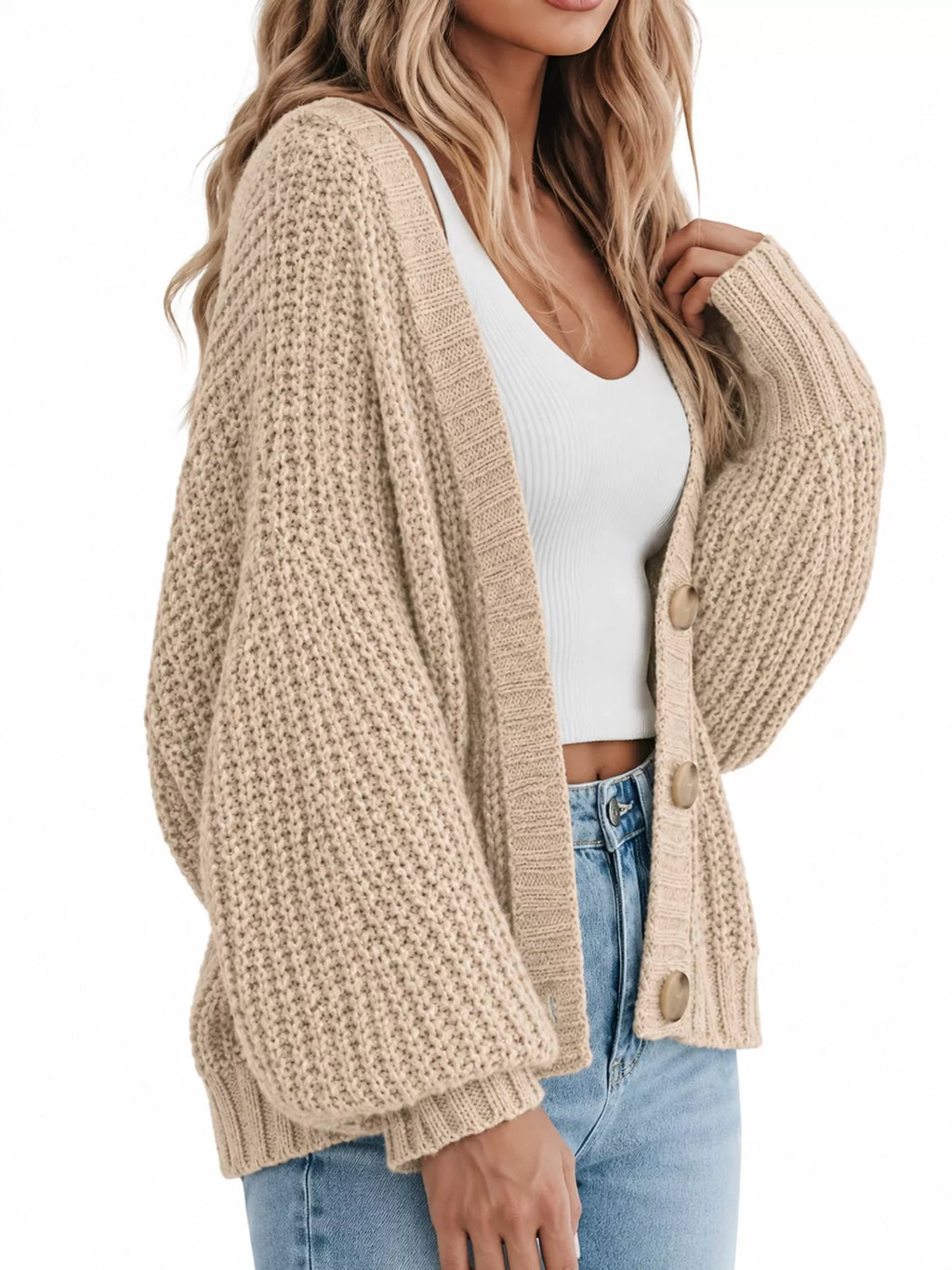 Full Size Chunky Knit Button-down Cardigan Plus (8)