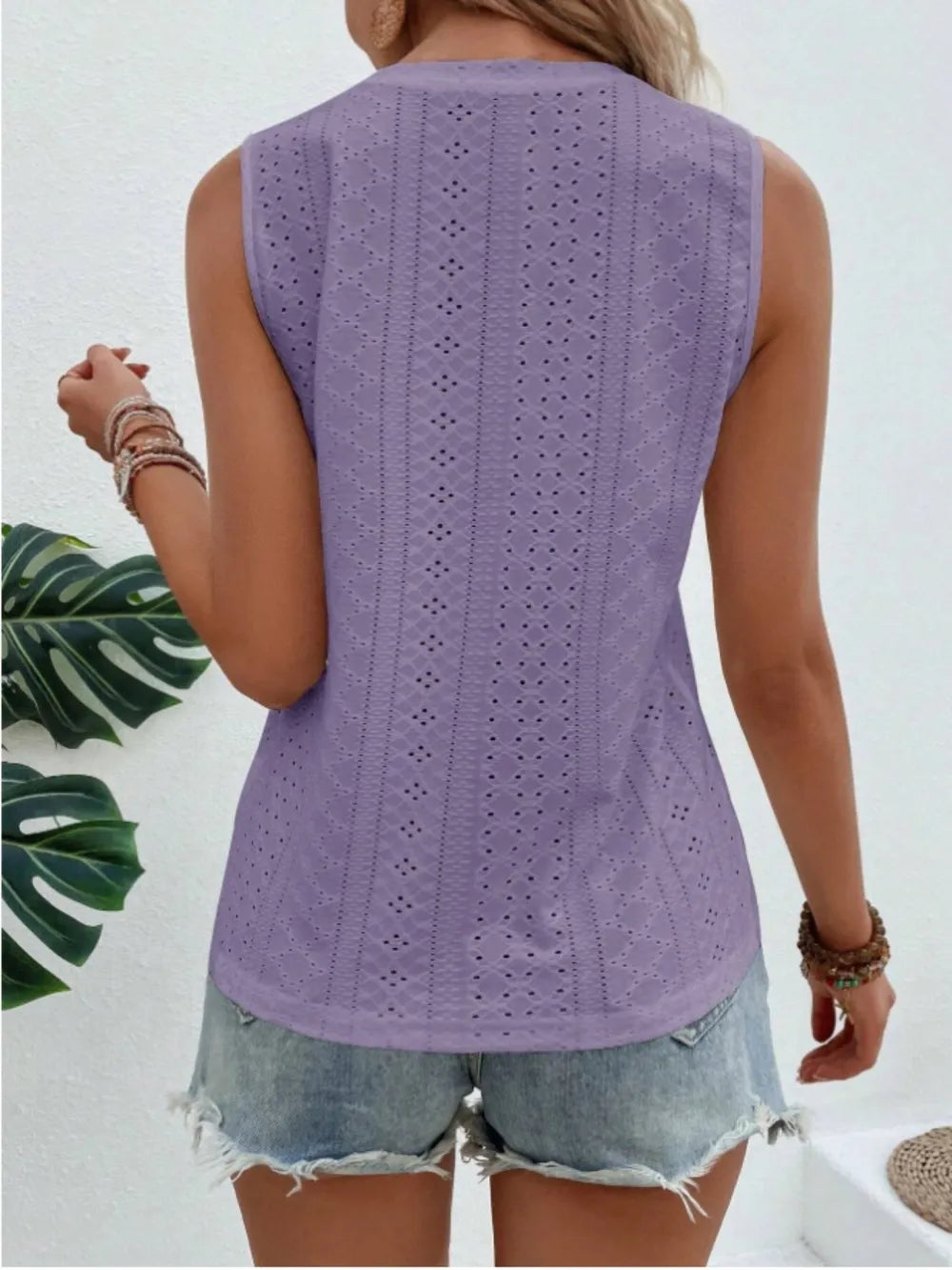 Eyelet Round Neck Tank (2)