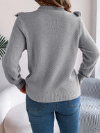 Ruffled Round Neck Long Sleeve Sweater (2)