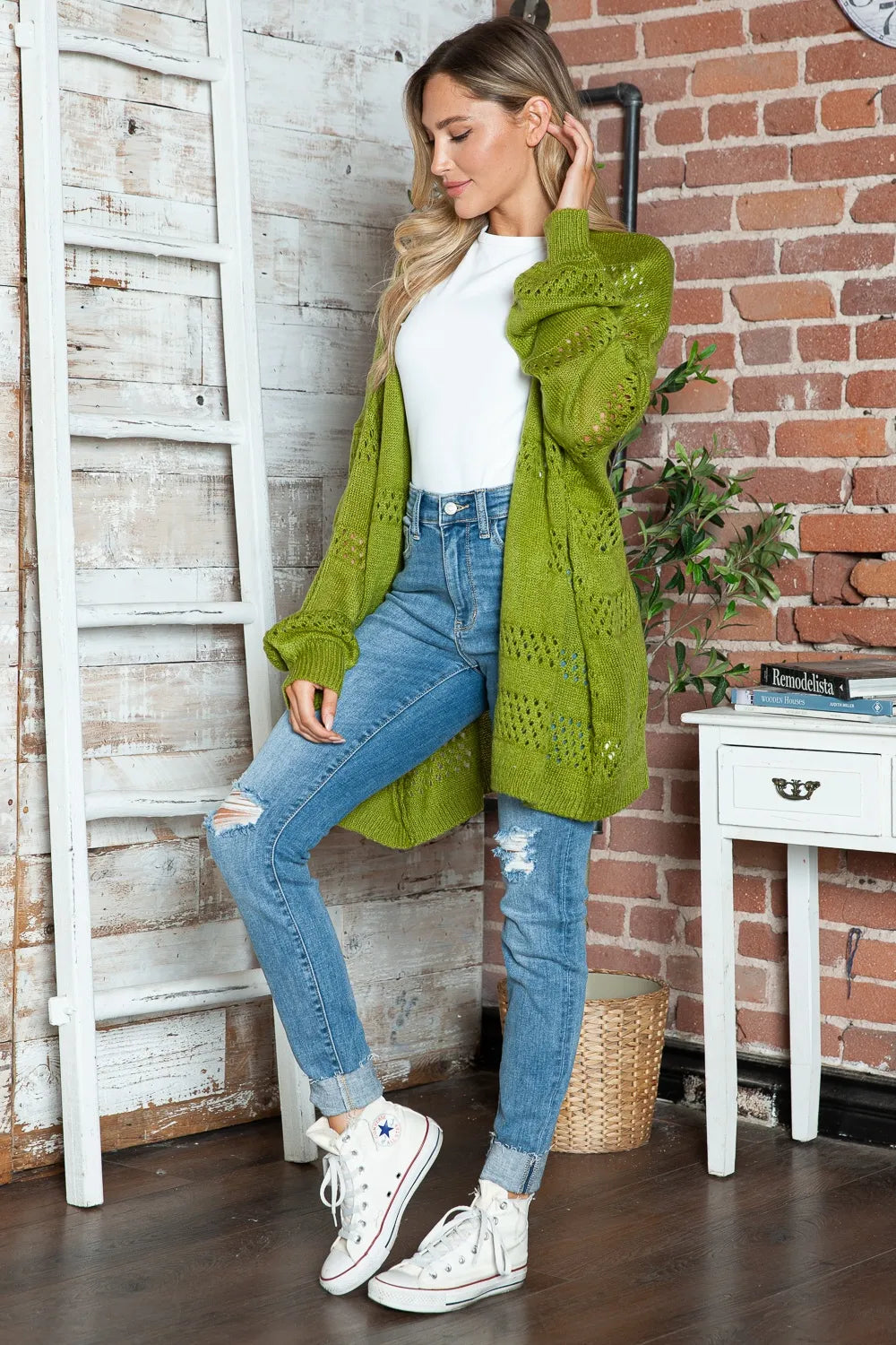 Openwork Open Front Long Sleeve Cardigan (15)
