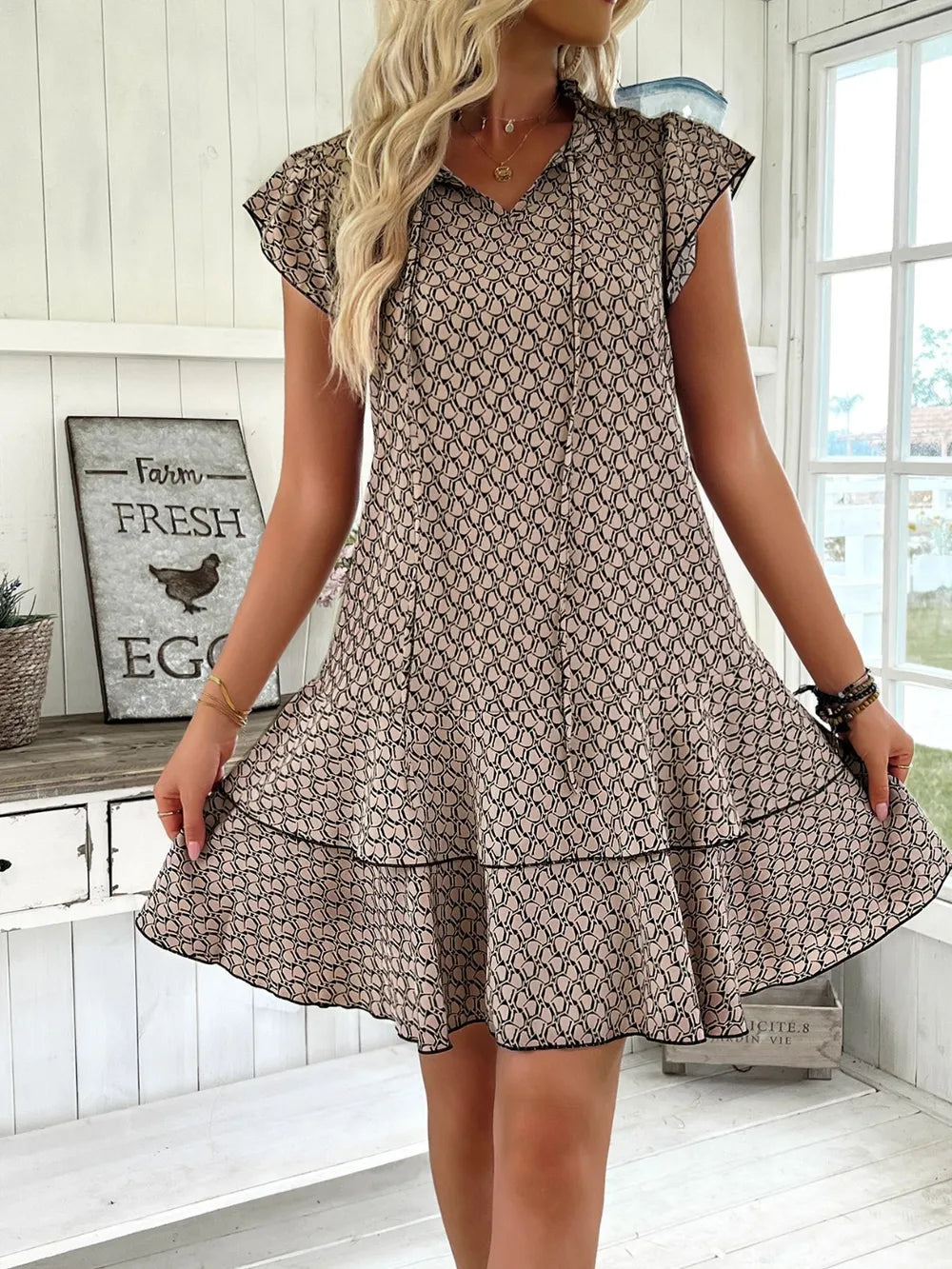 Full Size Ruffled Layered Printed Mini Dress Plus (13)