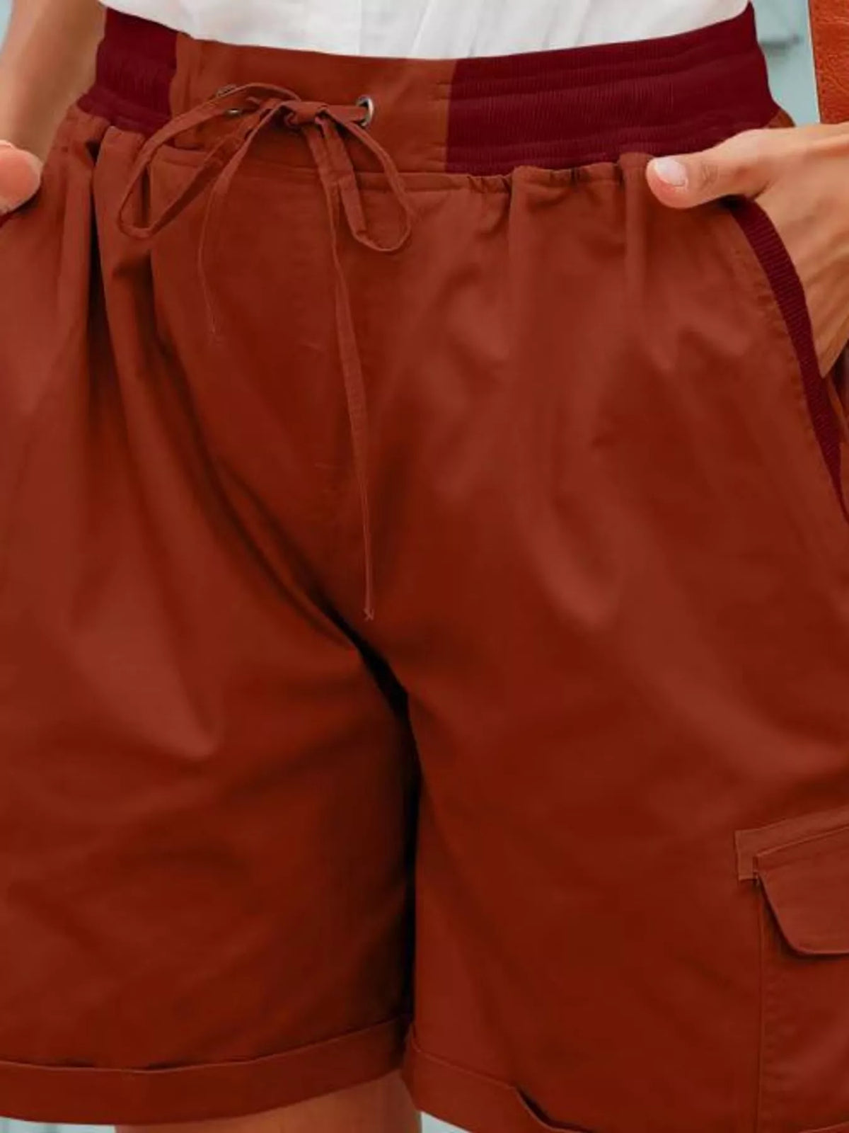 Full Size Drawstring Cargo Shorts Plus (14)