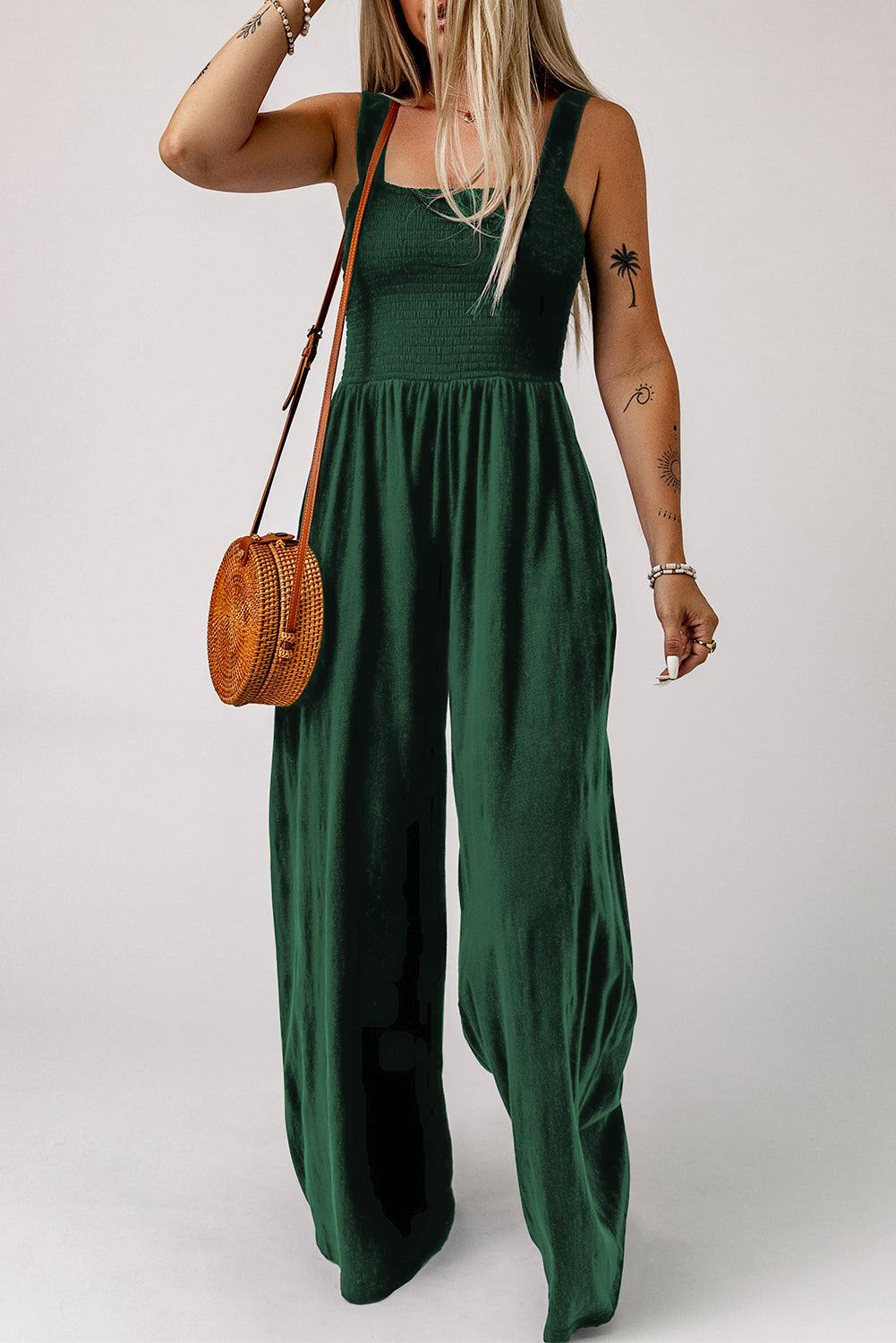 Smocked Square Neck Wide Leg Jumpsuit Pockets (5)