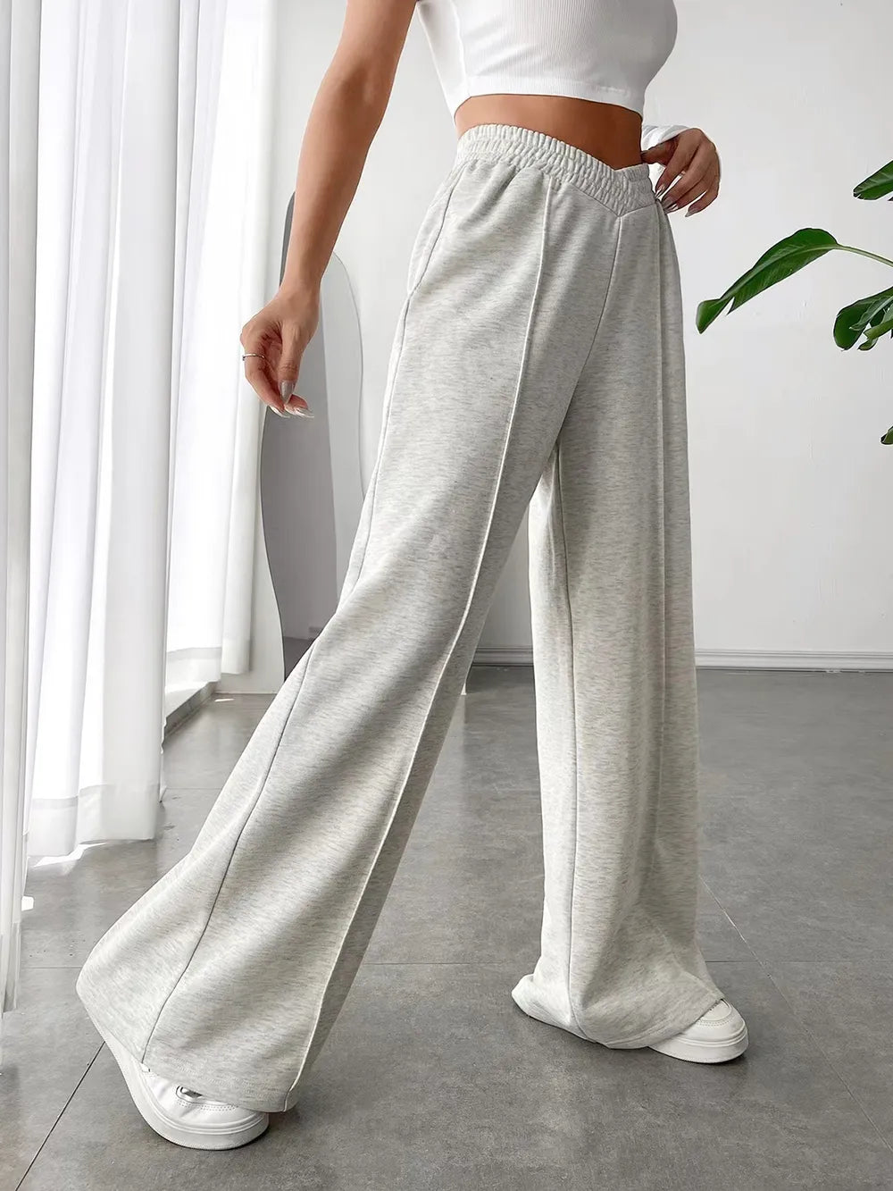 Elastic Waist Wide Leg Pants (3)