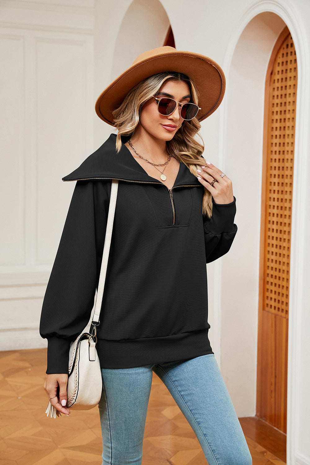 Half-zip Collared Sweatshirt (11)
