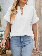 Notched Short Sleeve Blouse (10)
