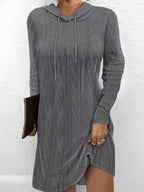 Casual Long Sleeve Hooded Knit Dress (5)