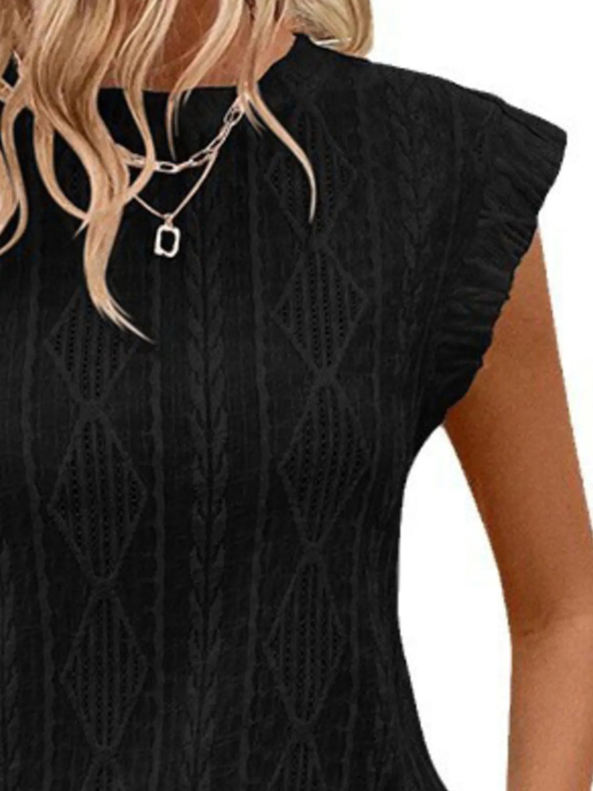 Openwork Round Neck Top (5)