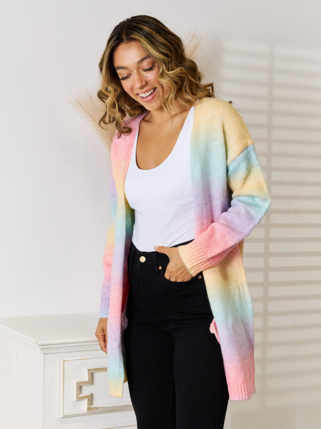 Full Size Gradient Open Front Cardigan (4)