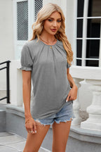 Round Neck Flounce Sleeve T-shirt (6)
